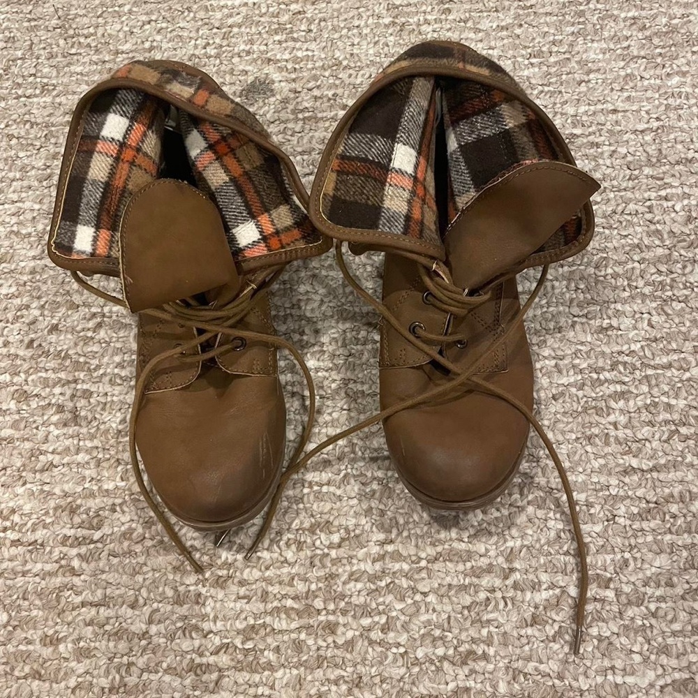 Rock and Candy by ZiGi Plaid Brown Boots